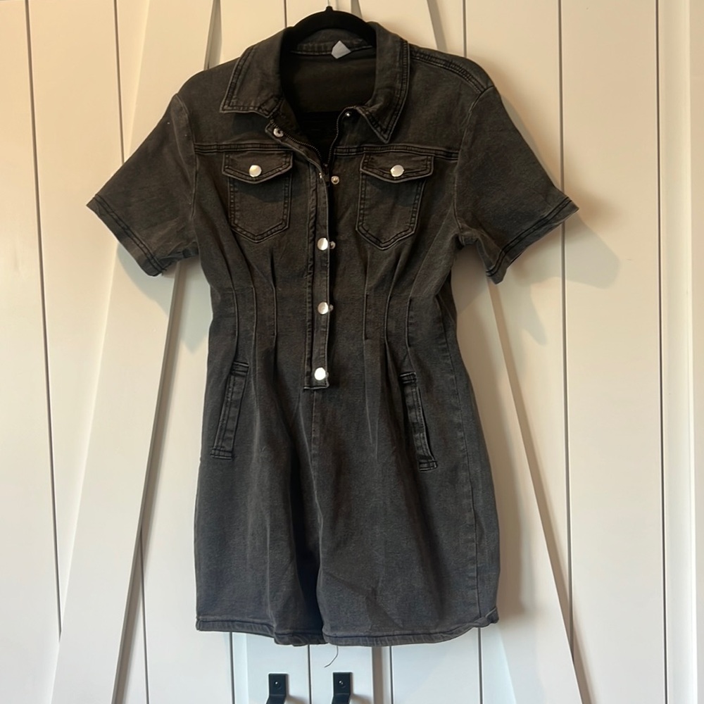 Black Denim Romper